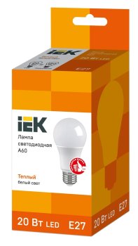 Лампа светодиодная IEK E27 20Вт 3000К теплый белый свет