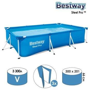 Бассейн каркасный Bestway Steel Pro 300х201х66 см 3 300 л