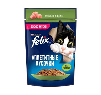 Корм консервированный для кошек Felix Аппетитные кусочки Кролик  75г