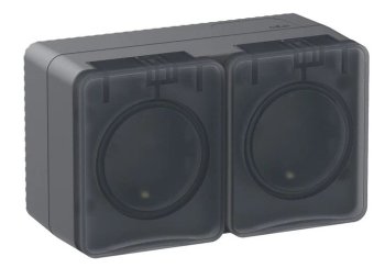 Розетка силовая двойная накладная Schneider Electric AtlasDesign Profi54 с заземлением антрацит