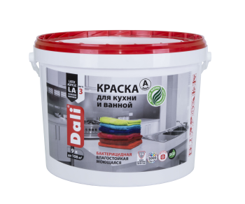 Краска водно-дисперсионная Dali для кухни и ванной основа А 9 л