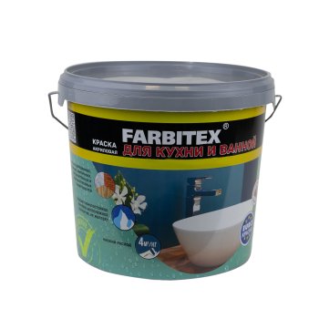 Краска водно-дисперсионная ABC-Farben FARBITEX для кухни и ванной белая 6 кг