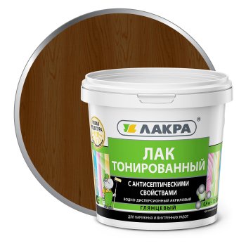 Лак Лакра в/д тонированный панельный орех 0,9 кг глянцевый