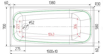 Ванна Классик чугунная 150х70см