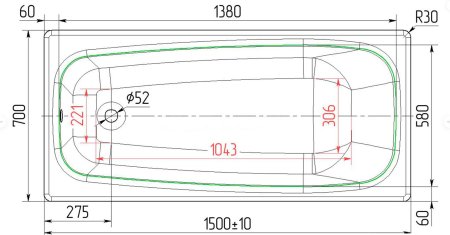Ванна Классик чугунная 150х70см
