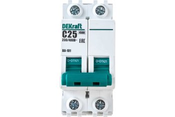 Автоматический выключатель Dekraft ВА-101 2P 25А хар-ка C 4,5кА