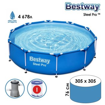 Бассейн каркасный Bestway Steel Pro 305х305х76 см 4 678 л