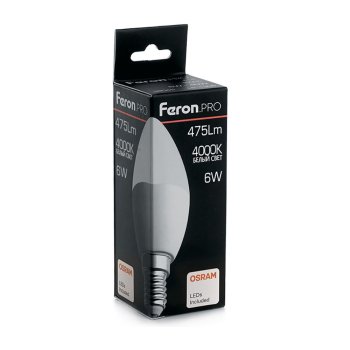 Лампа светодиодная Feron Pro Е14 6Вт 4000К нейтральный белый свет
