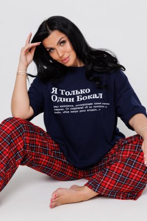 Пижама для женщин, р.50, цвет красный/черный