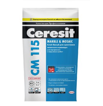 Клей для мозаики и прозрачной плитки СМ 115 Ceresit 5кг