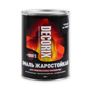 Эмаль Decorix до 700°С кремнийорганические смолы жаростойкая черная 0,8 кг матовая
