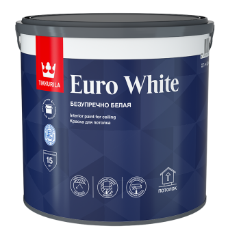 Краска водно-дисперсионная Tikkurila Euro White для потолков белая 2,7 л