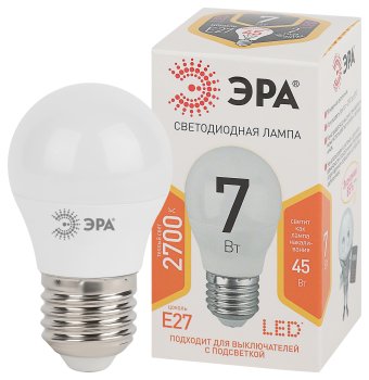 Лампа светодиодная Эра E27 7Вт 2700К теплый белый свет