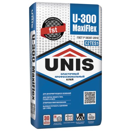 Клей для керамогранита U300 MaxiFlex Юнис 25 кг