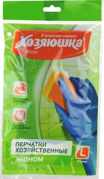 Перчатки латексные Хозяюшка Мила Эконом р.L, 1 пара
