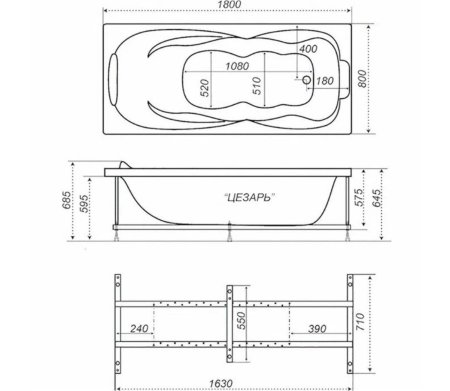 Ванна Цезарь акриловая 180х80см