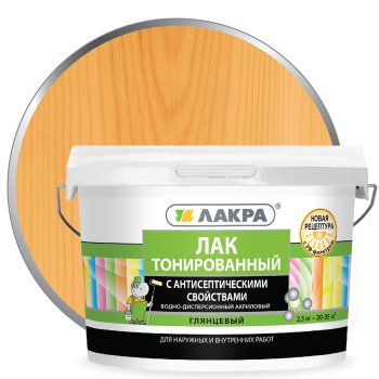 Лак Лакра в/д тонированный панельный орегон 2,5 кг глянцевый