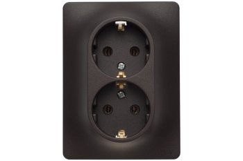 Розетка силовая двойная встраиваемая Schneider Electric Glossa с заземлением шоколад