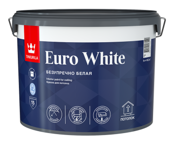 Краска водно-дисперсионная Tikkurila Euro White для потолков белая 9 л