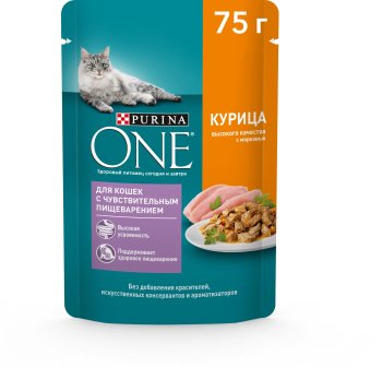 Корм консервированный для кошек Purina One Курица морковь 75г
