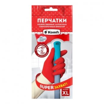 Перчатки латексные KOMFI сверхпрочные р.XL, 1 пара
