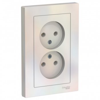 Розетка силовая двойная встраиваемая Schneider Electric AtlasDesign без заземления жемчуг