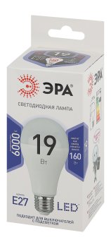 Лампа светодиодная Эра E27 19Вт 6000К холодный белый свет