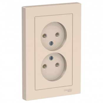 Розетка силовая двойная встраиваемая Schneider Electric AtlasDesign без заземления бежeвый