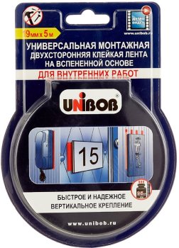 Лента двусторонняя UNIBOB 19 мм x 5м на вспененной основе белый