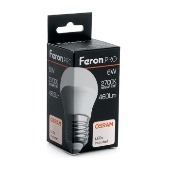Лампа светодиодная Feron Pro E27 6Вт 2700К теплый белый свет