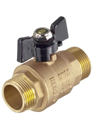 Кран шаровый ручка - бабочка 3/4" НР-НР латунь