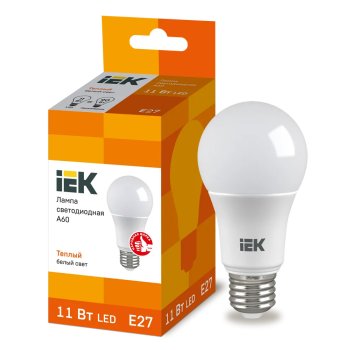 Лампа светодиодная IEK E27 11Вт 3000К теплый белый свет