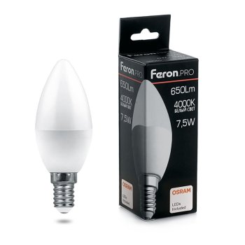 Лампа светодиодная Feron Pro Е14 7,5Вт 4000К нейтральный белый свет