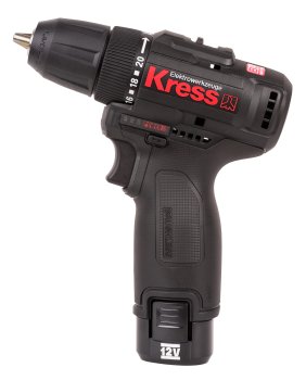 Дрель-шуруповерт аккумуляторная KRESS KU202.1 Li-lon 12В 2x2Ач 38Нм