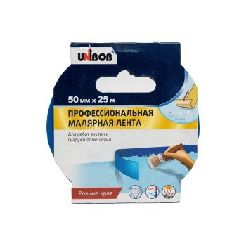 Лента малярная UNIBOB 50 мм х 25м для наружных работ синий