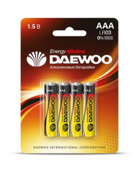 Батарейка щелочная DAEWOO ENERGY Alkaline AAA 4шт/уп.