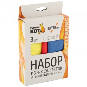 Салфетки для уборки Gloria Oval Рыжий кот 30х 30 см 3 шт.