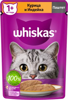 Корм консервированный для кошек Whiskas Паштет Курица Индейка 75г