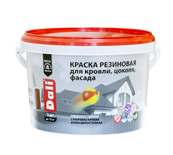 Краска водно-дисперсионная Dali резиновая фасадная серая 3 кг