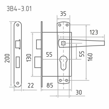 Замок врезной Зенит ЗВ4-3.01