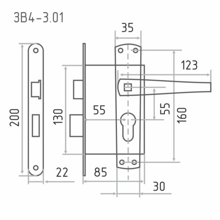 Замок врезной Зенит ЗВ4-3.01
