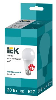 Лампа светодиодная IEK E27 20Вт 4000К нейтральный белый свет