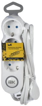 Удлинитель бытовой IEK UNO 3 розетки с выключателем с заземлением 5 м 16А белый IP20