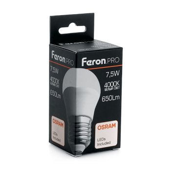 Лампа светодиодная Feron Pro E27 7,5Вт 4000К нейтральный белый свет