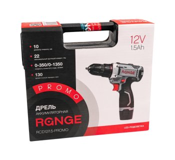 Дрель-шуруповерт аккумуляторная RANGE RCD12/1.5-PROMO Li-lon 12В 2x1,5Ач 22Нм