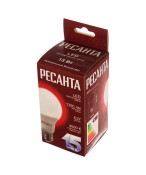 Лампа светодиодная Ресанта E27 15Вт 4000К нейтральный белый свет