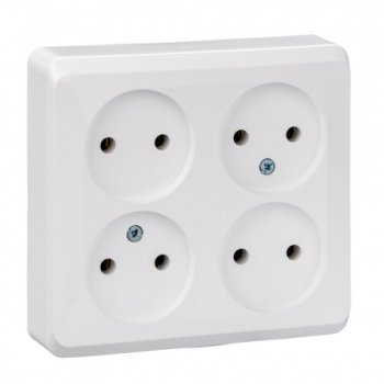 Розетка силовая четверная накладная Schneider Electric Этюд без заземления белый