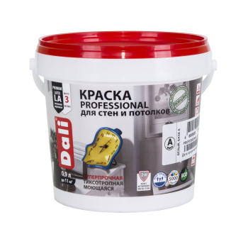 Краска водно-дисперсионная Dali Professional 3 для стен и потолков основа А 0,9 л