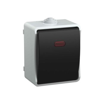 Выключатель накладной IEK FORS IP54 1 кл. серый с подсветкой