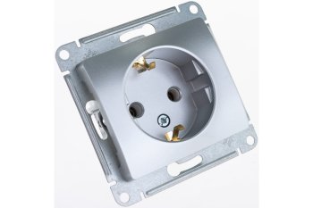 Розетка силовая встраиваемая Schneider Electric Glossa с заземлением алюминий
